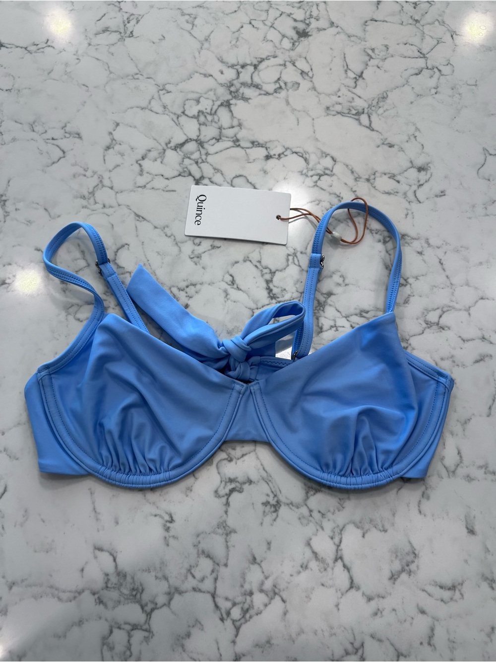 NWT Quince Light Blue Demi Underwire Bikini Top Size Medium